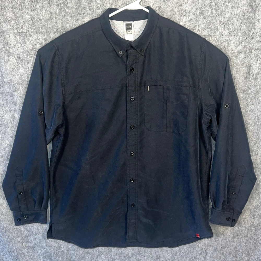 The North Face Men's XL Black Modal Blend Roll Tab Sleeve Hiking Button Down